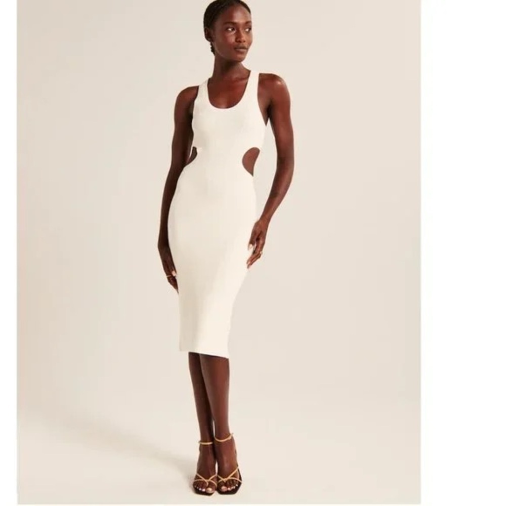 Abercrombie and fitch black elevated knit cutout midi dress - Picture 2 of 8